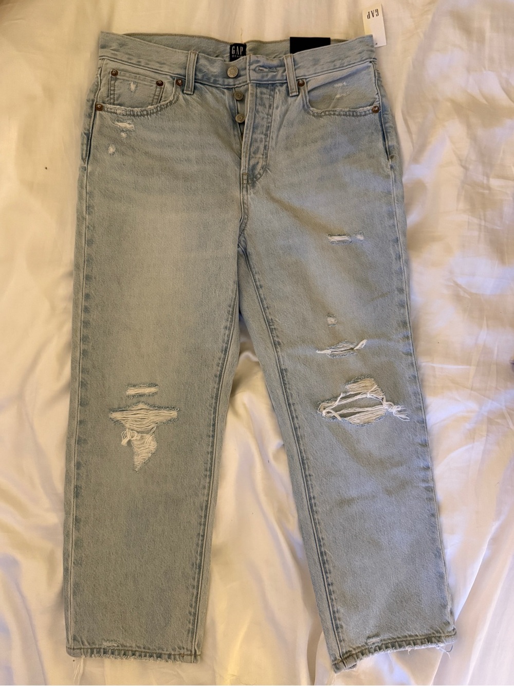 *NWT* GAP Denim Mid-Rise Boyfriend Jeans - Light Wash, Size 27/4 Petite - Picture 9 of 11